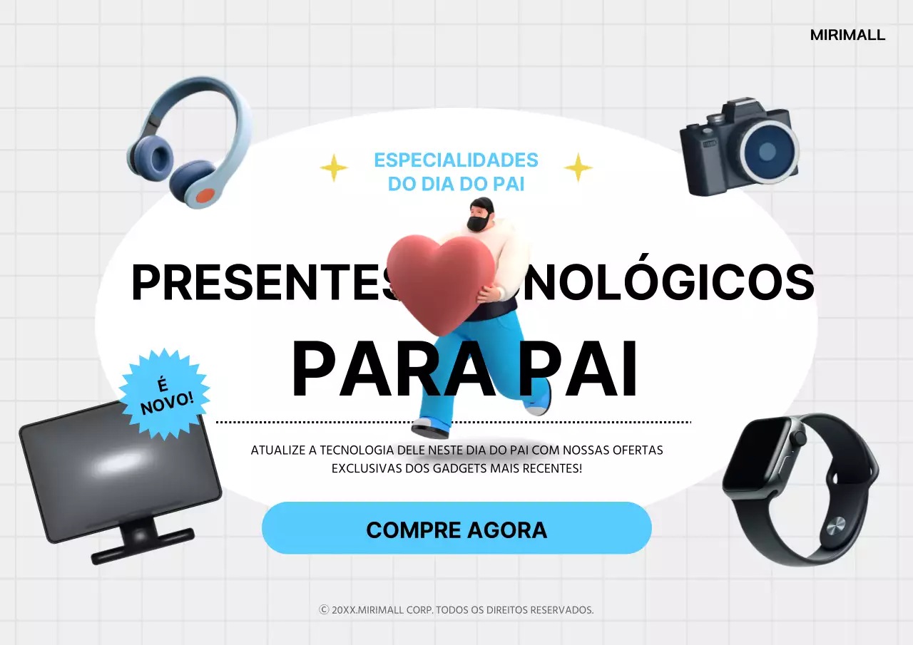 Um anúncio simples para o evento do Dia do Pai em cinzento e azul claro