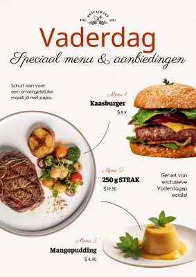 Adverteer een speciale aanbieding voor een modern restaurant in rood en zwart.
