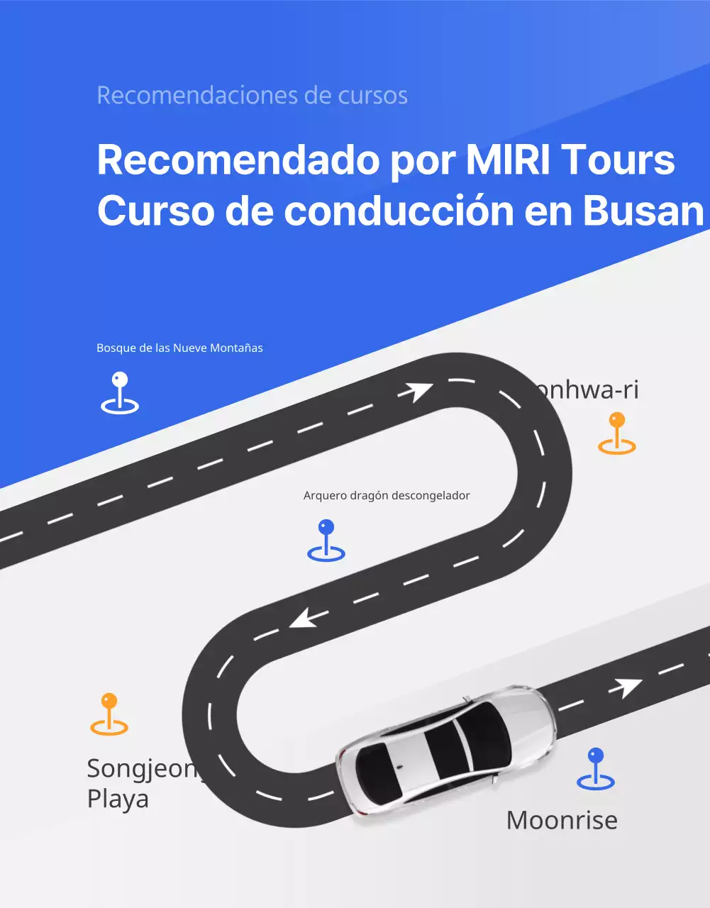 Anuncio sencillo de agencia de viajes de alquiler de coches en azul y naranja