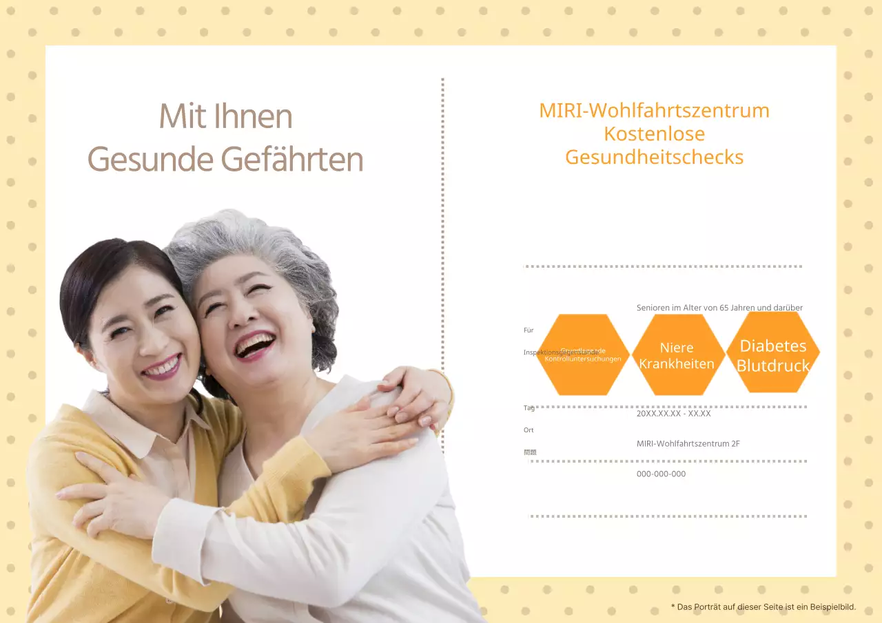 Ein einfacher gelber und oranger Leitfaden für Gesundheitschecks für ältere Menschen