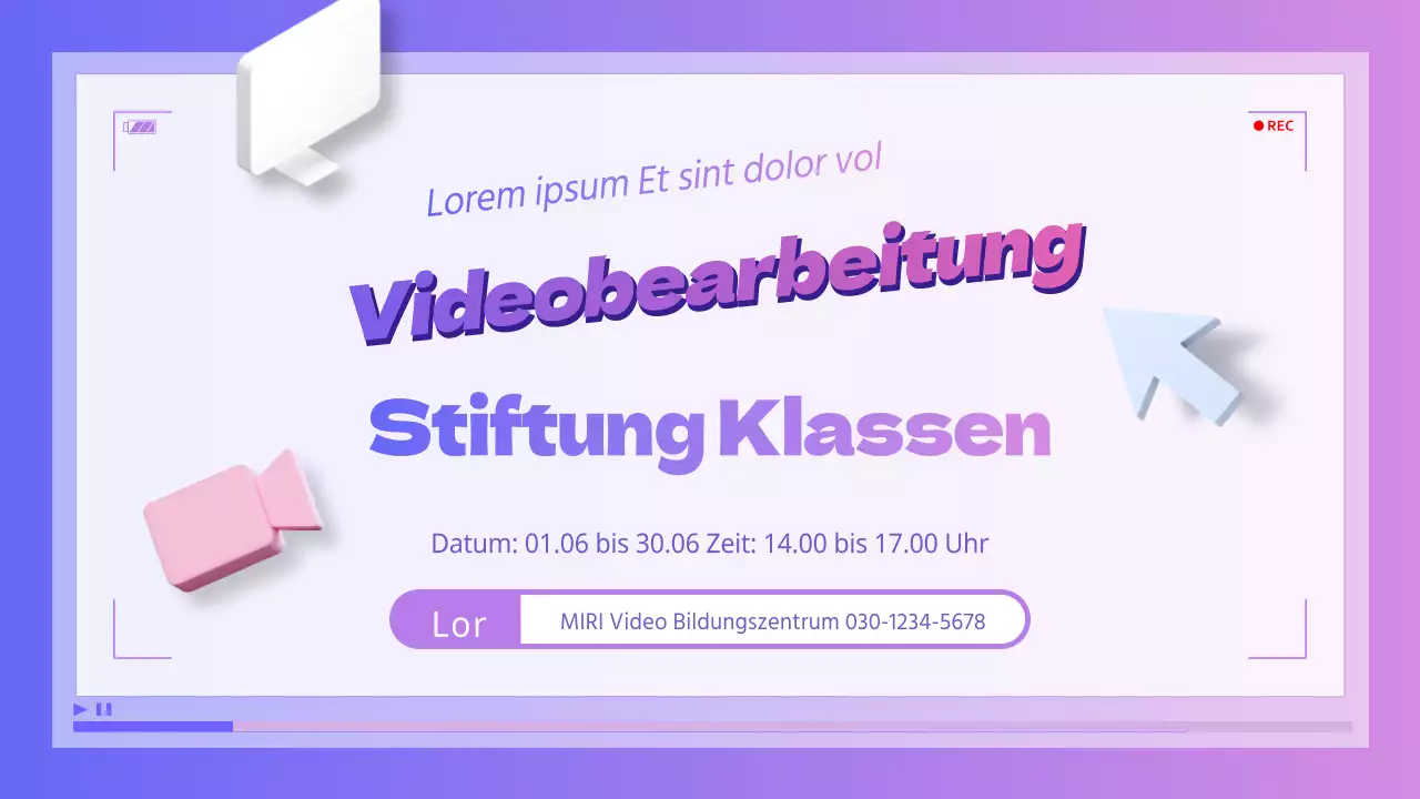 Lila und blaue, cyber-eske Videobearbeitung zur Förderung von Kursen zur Selbstverbesserung