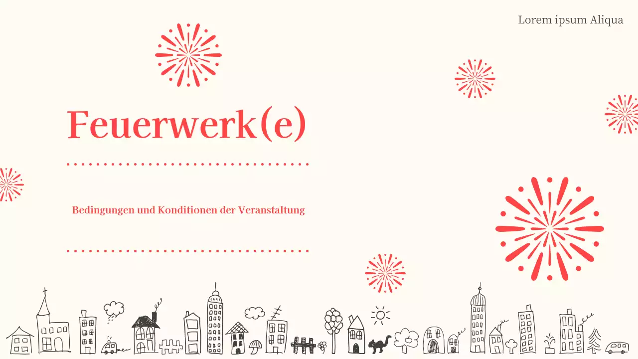 Planung eines beige-roten Feuerwerks