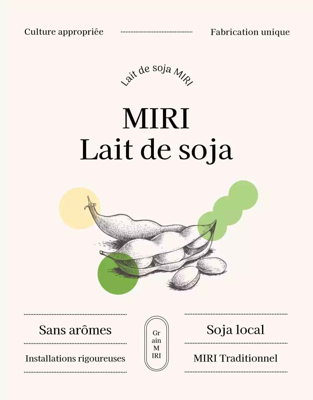 À propos du produit laitier de soja beige et minimaliste