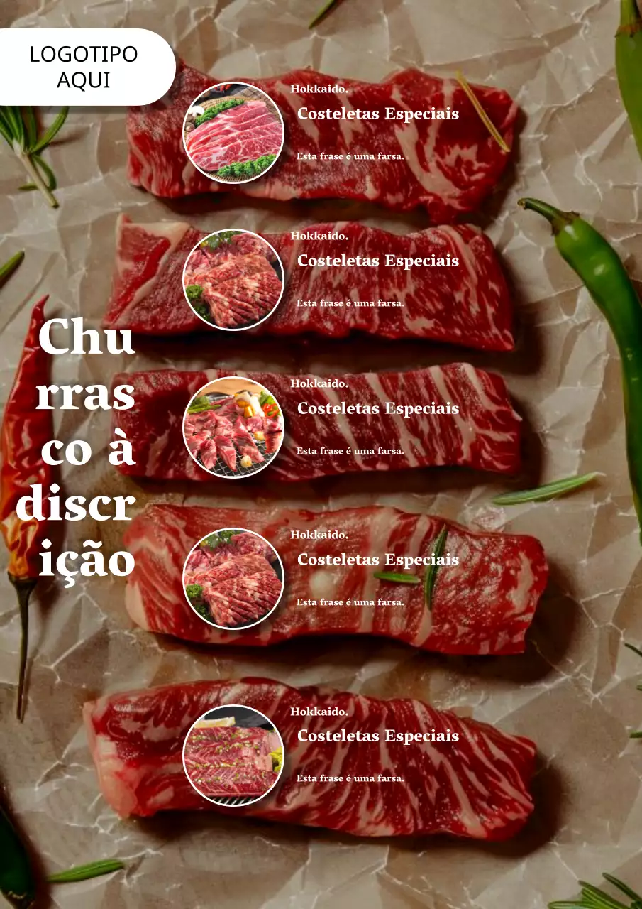 Anúncio simples de carne à discrição em branco