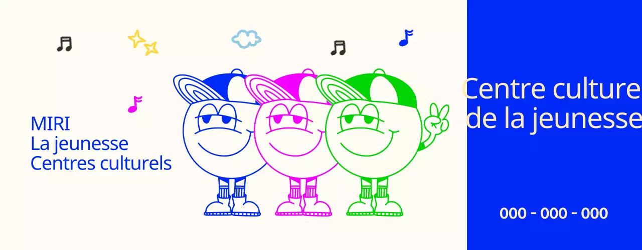 Centre culturel pour la jeunesse, lumineux et mignon, avec des personnages jeunes