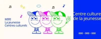 Centre culturel pour la jeunesse, lumineux et mignon, avec des personnages jeunes