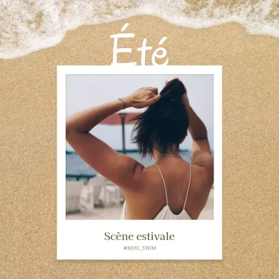 Un simple poteau d'album encadré en beige et blanc sur le thème de la mer en été