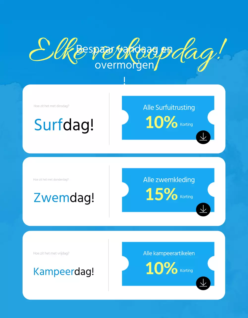 Advertentie zomeruitverkoop met blauwe en gele accenten