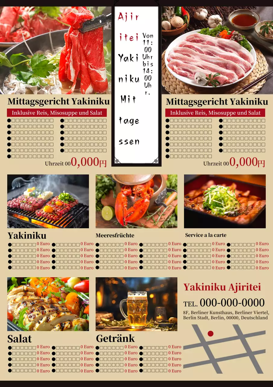 Werbung für das rustikale, traditionelle Mittagessen vom Grill in Béjoux