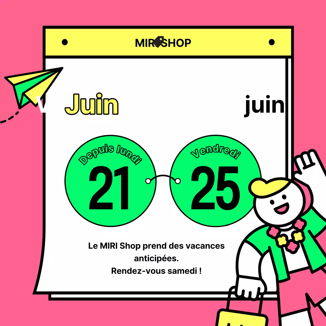 Annonces de vacances d'été kitsch en rose vif et couleurs fluorescentes