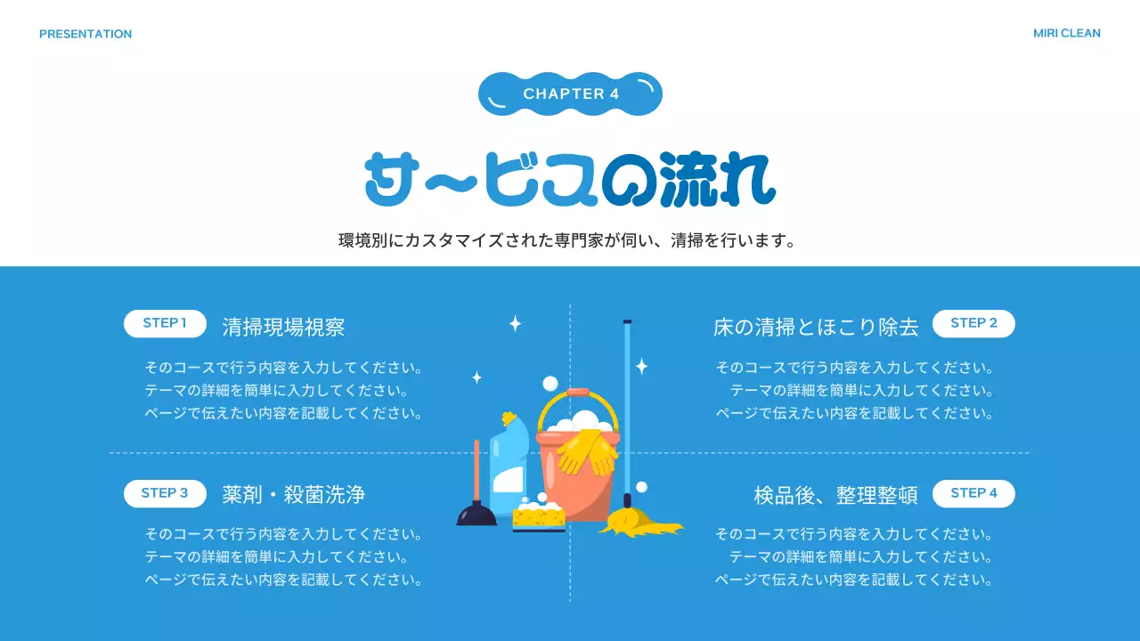 青 シンプル 清掃 プレゼンテーション