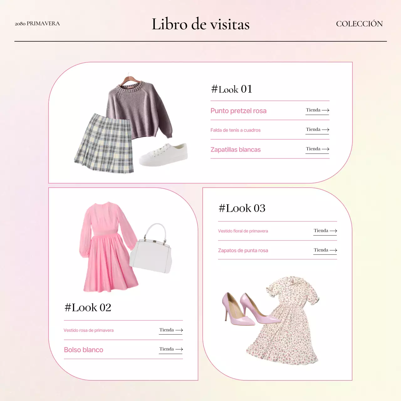 Promover descripciones de productos de moda kitsch en amarillo y rosa