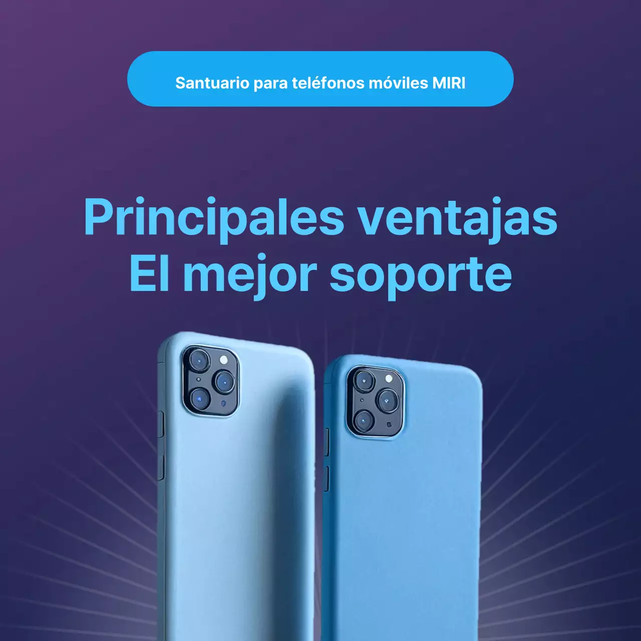 Sencillo anuncio de santuario para teléfono móvil en azul claro y morado