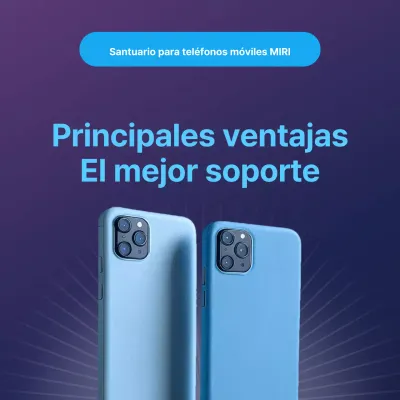 Sencillo anuncio de santuario para teléfono móvil en azul claro y morado