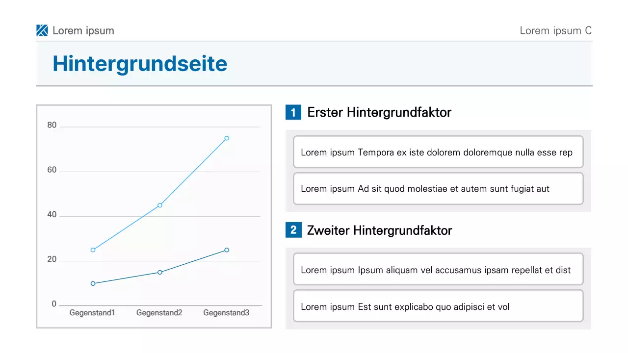 Eine einfache, blau-weiße, druckbare Berichtspräsentation