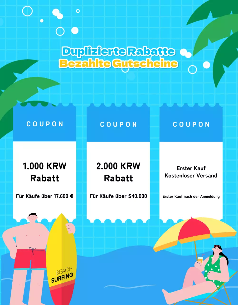 Eine hübsche Sommeraktion in Hellblau fördern