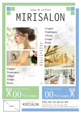 Publicité géométrique moderne pour un salon de beauté en vert et bleu