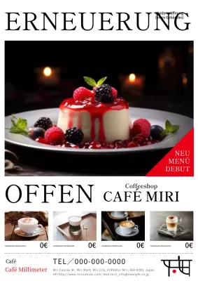 Eine einfache weiße Werbung für die Wiedereröffnung eines Cafés