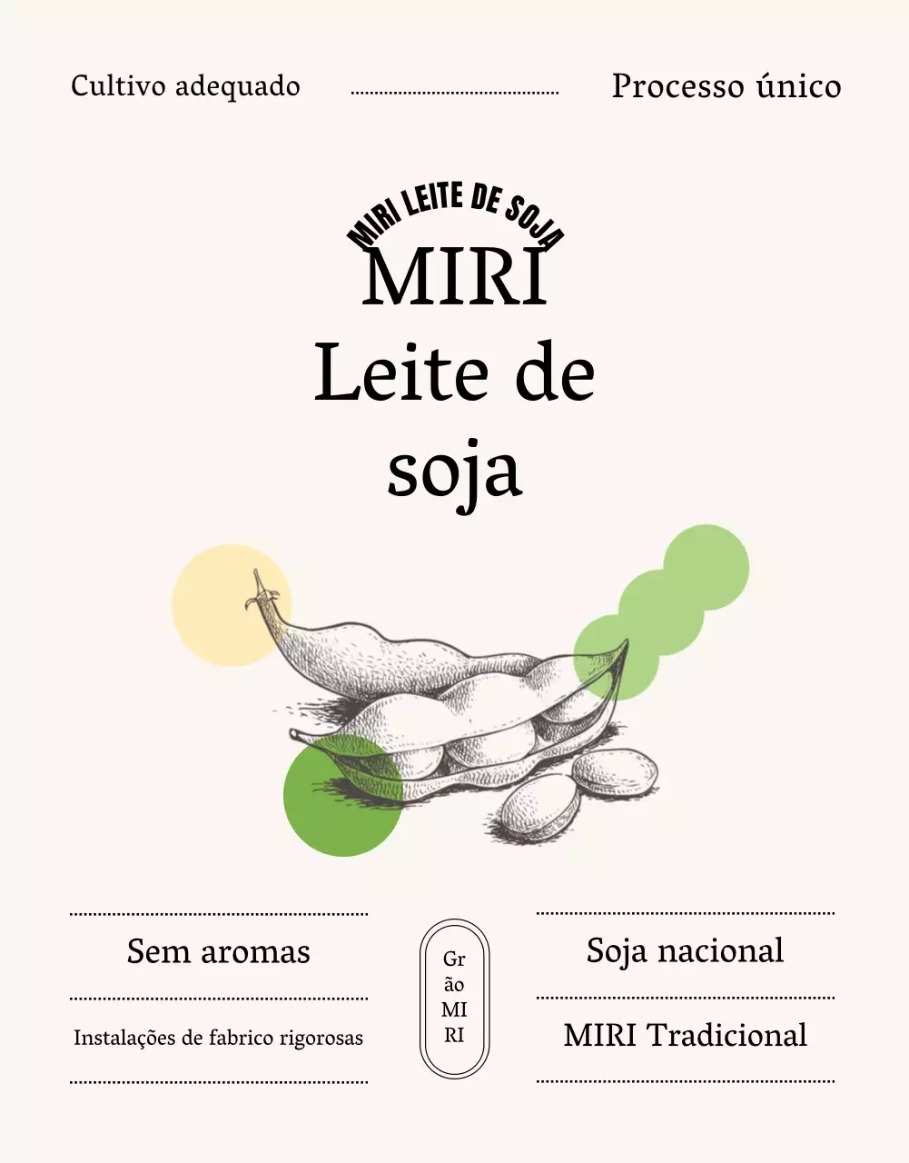 Sobre o produto de leite de soja bege e minimalista