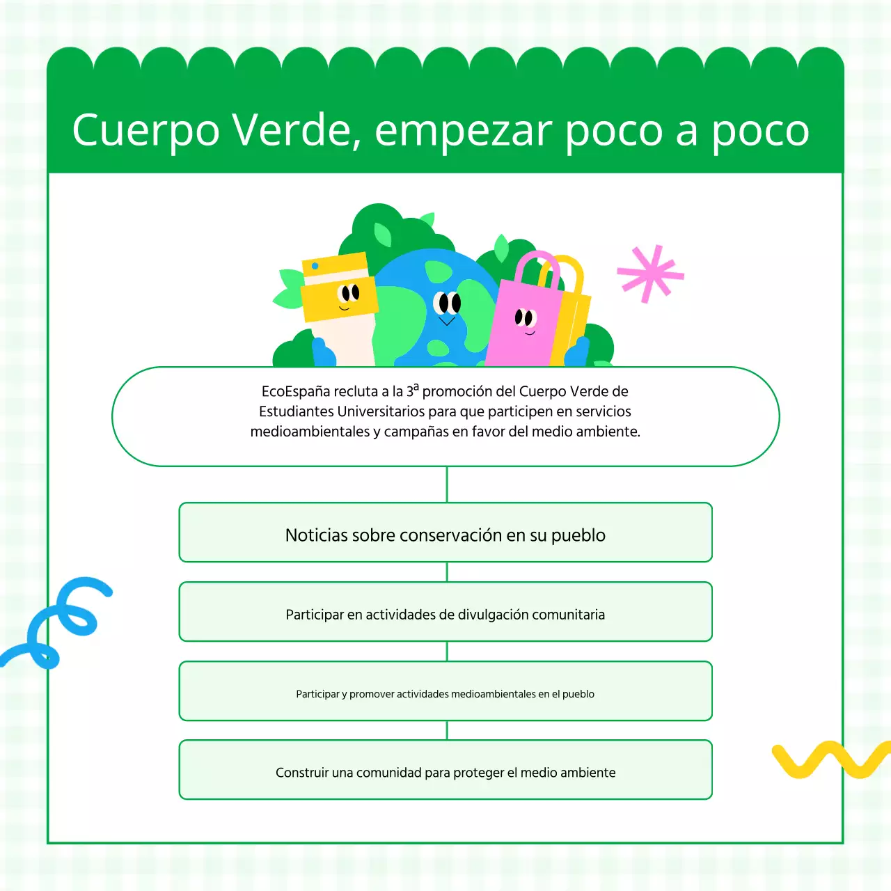 Promover la captación de estudiantes universitarios voluntarios medioambientales rosas y verdes