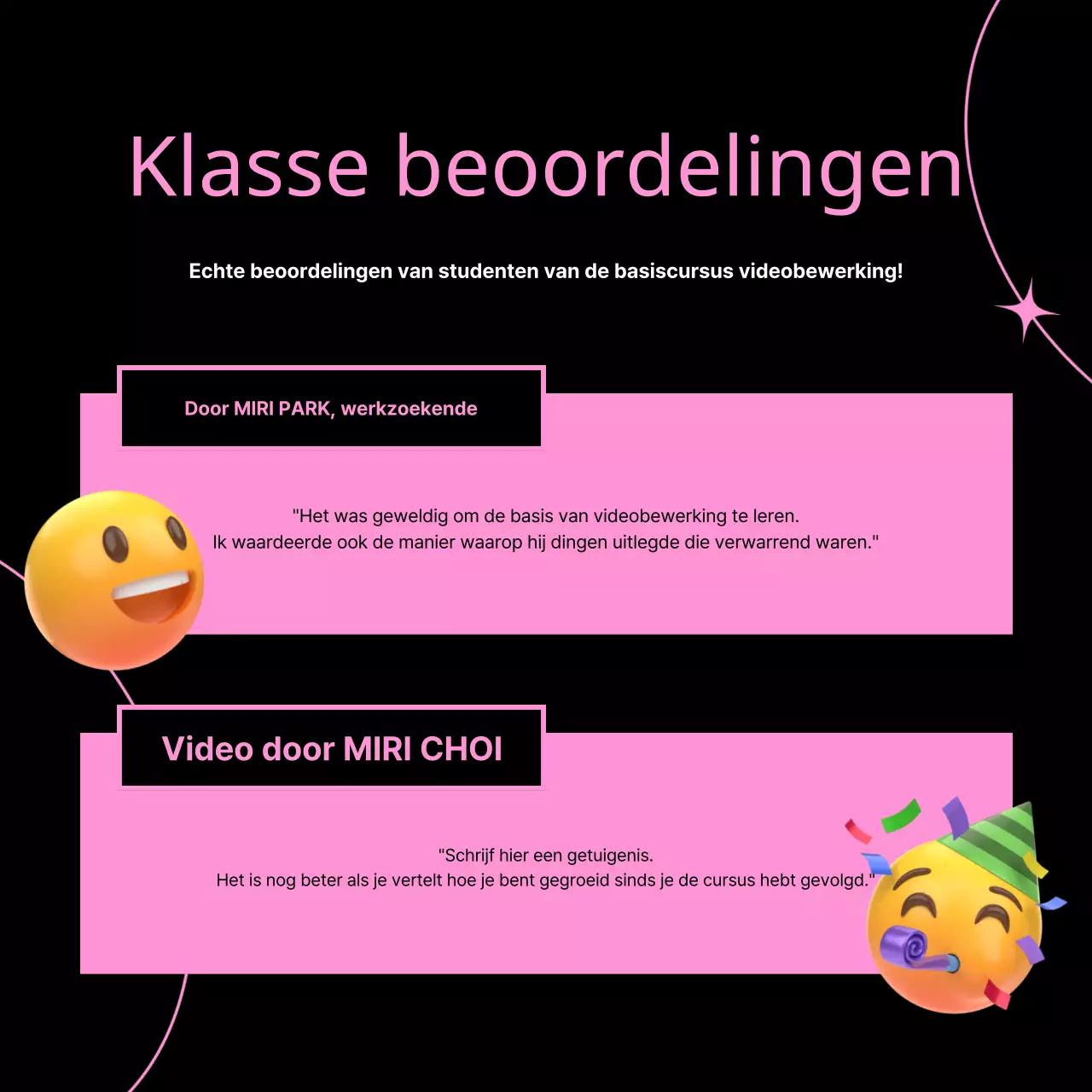 Een kitscherige videobewerkingscursus in roze en zwart promoten