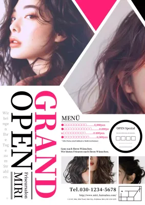 Eine moderne und stilvolle Friseurwerbung in Pink und Schwarz-Weiß!