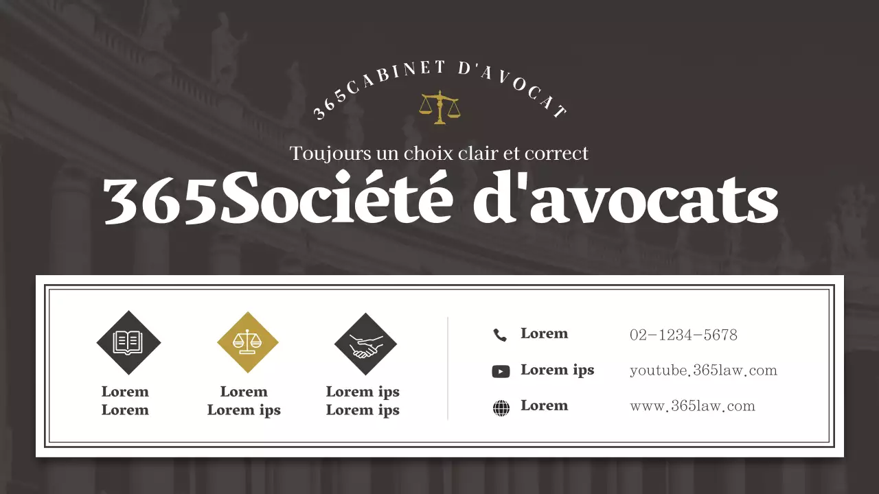Profil d'entreprise d'un cabinet d'avocats simple brown and white
