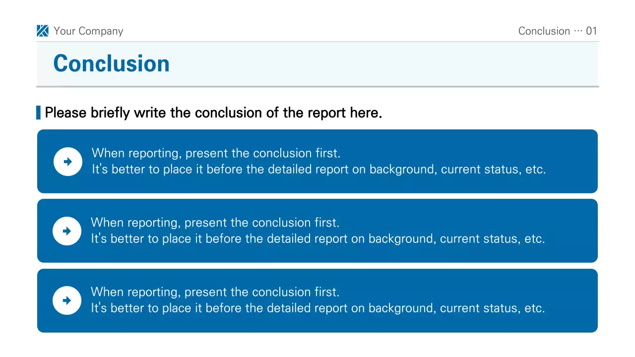 A simple blue and white printable report presentation