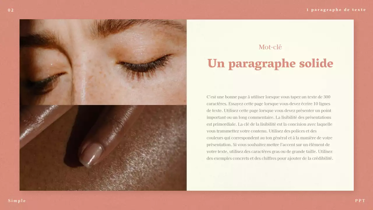 Propositions minimalistes roses pour les messages longs et courts