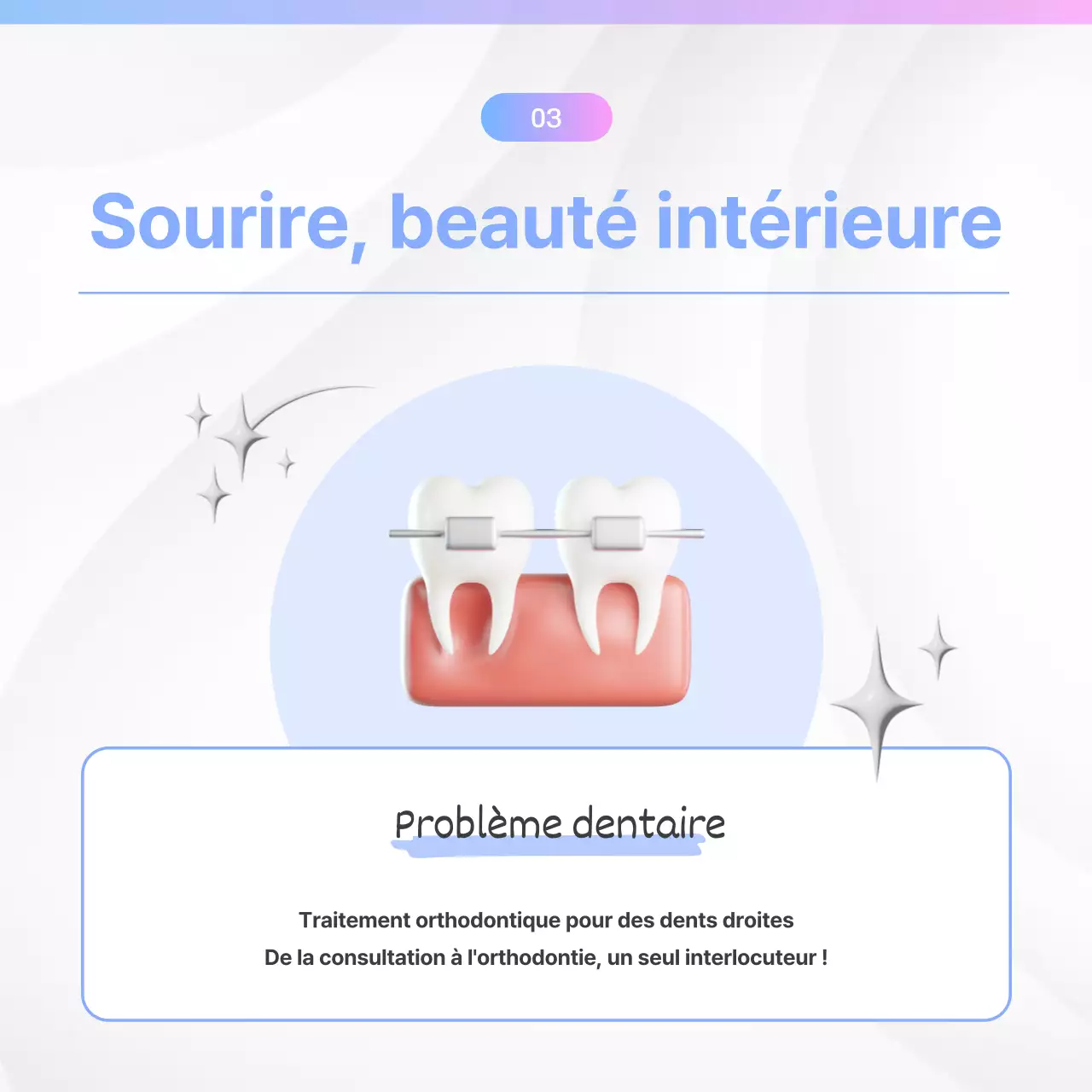 Promotion dentaire kitsch en bleu clair et rose