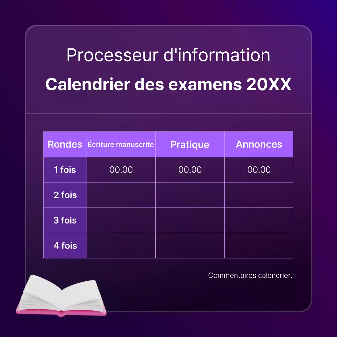 Une simple annonce de qualification en violet et noir