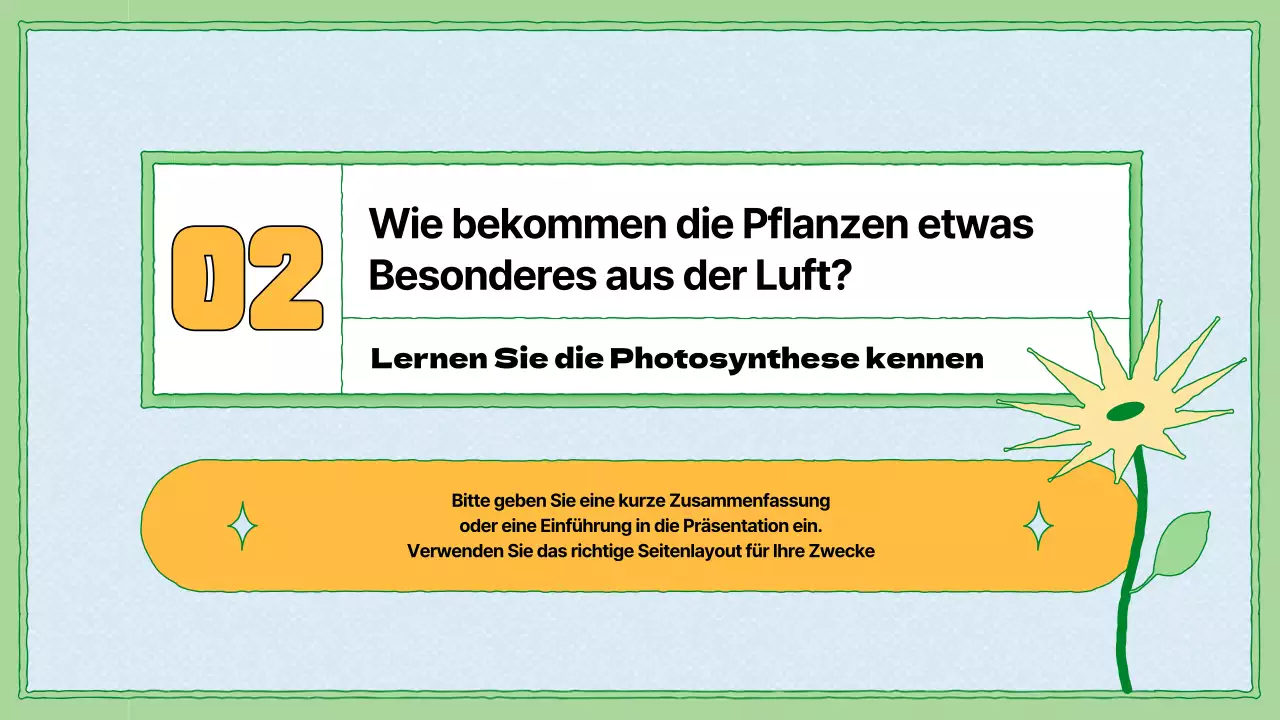 Lehrmaterial zur Photosynthese in Chartreuse und Hellblau