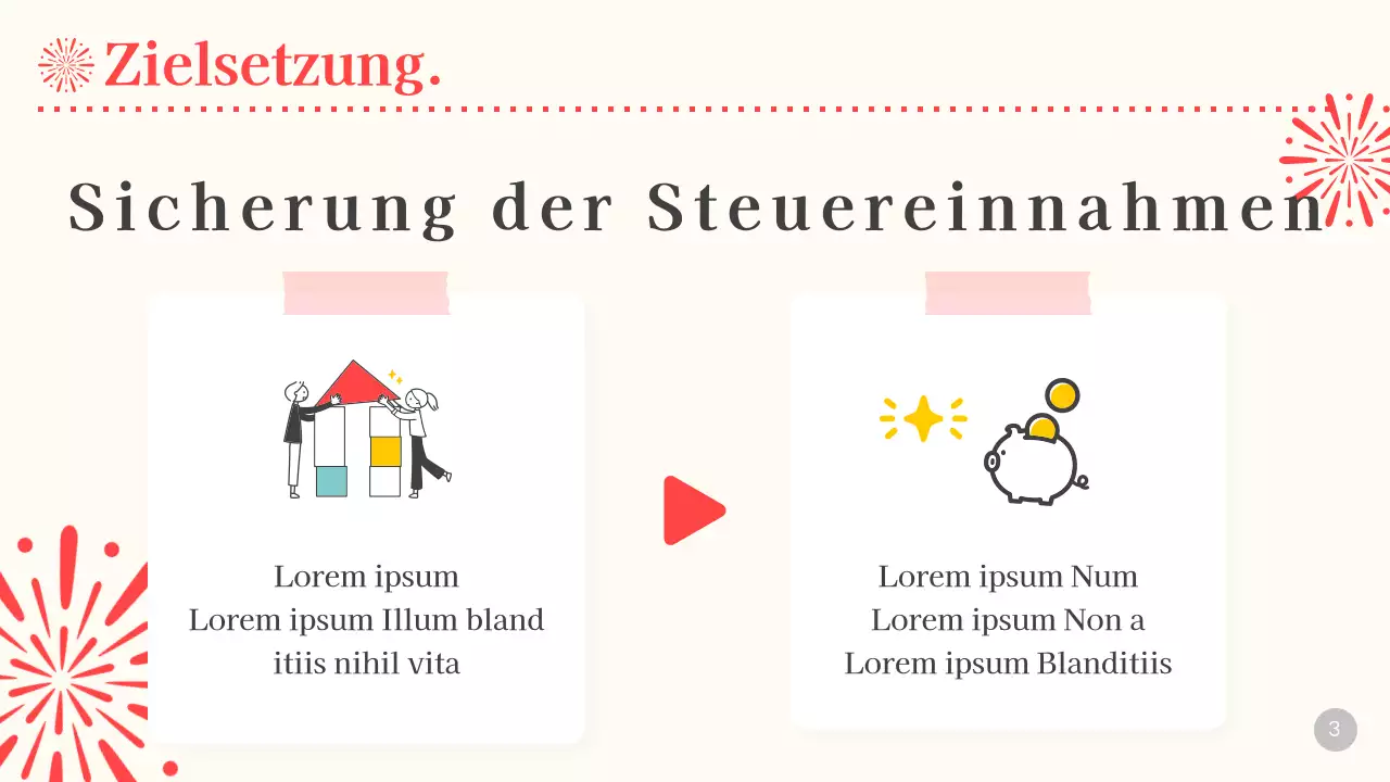 Planung eines beige-roten Feuerwerks