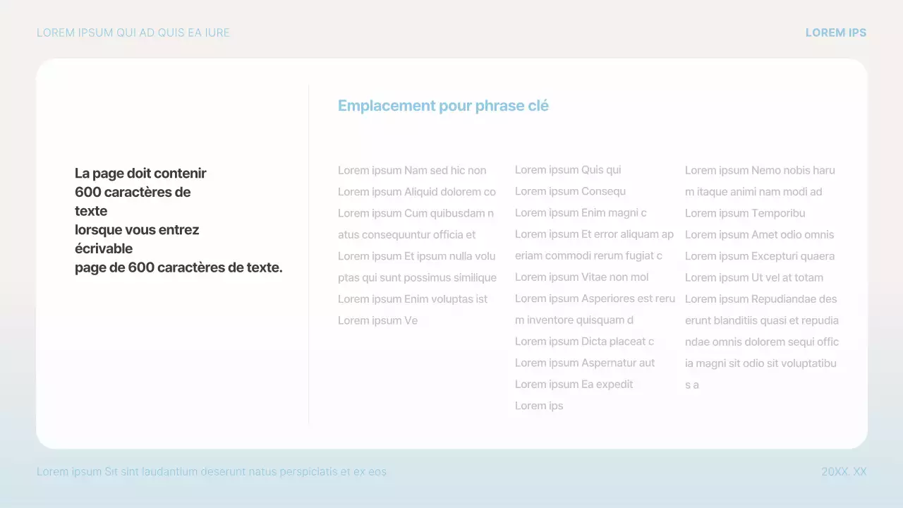 Proposition de présentation simple en bleu clair et blanc