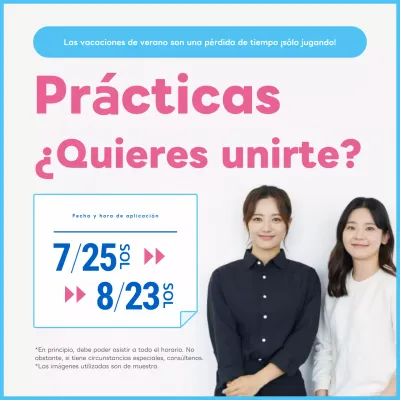 ¡Prácticas universitarias de verano minimalistas en azul claro y rosa!