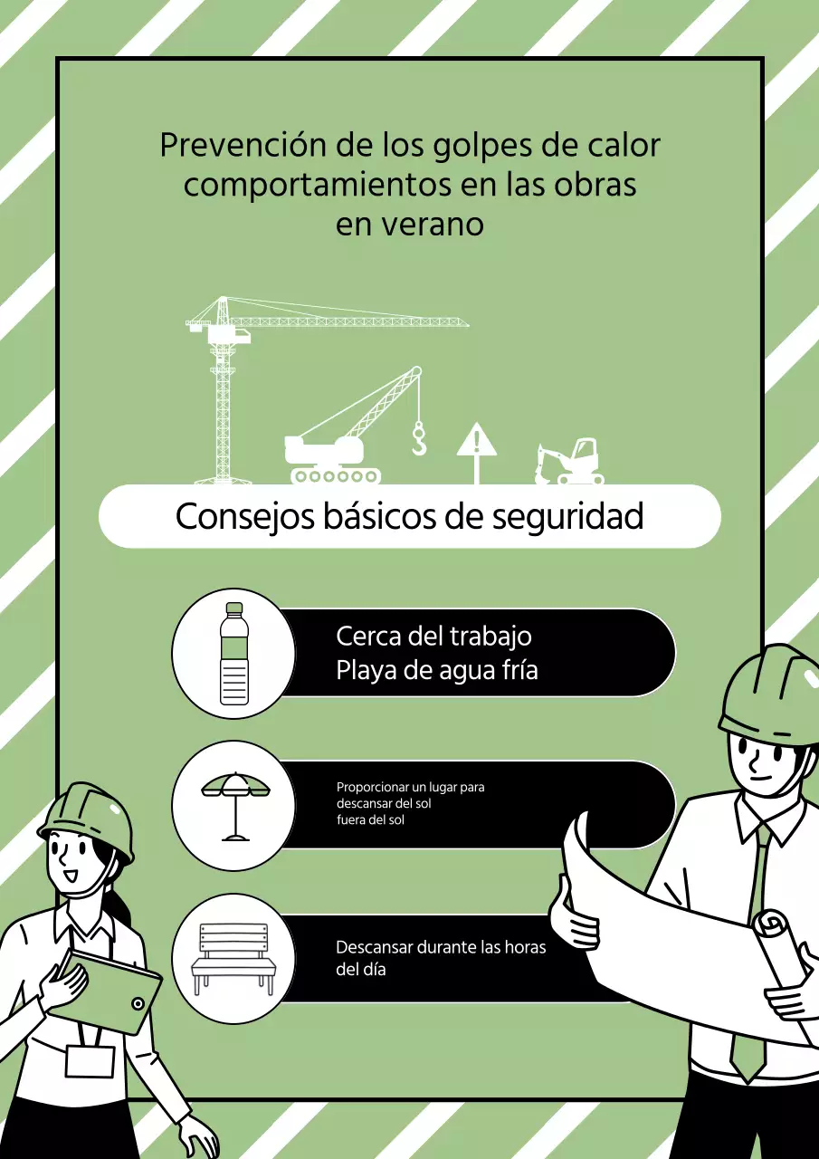 Consejos para prevenir los golpes de calor resaltados en negro y chartreuse