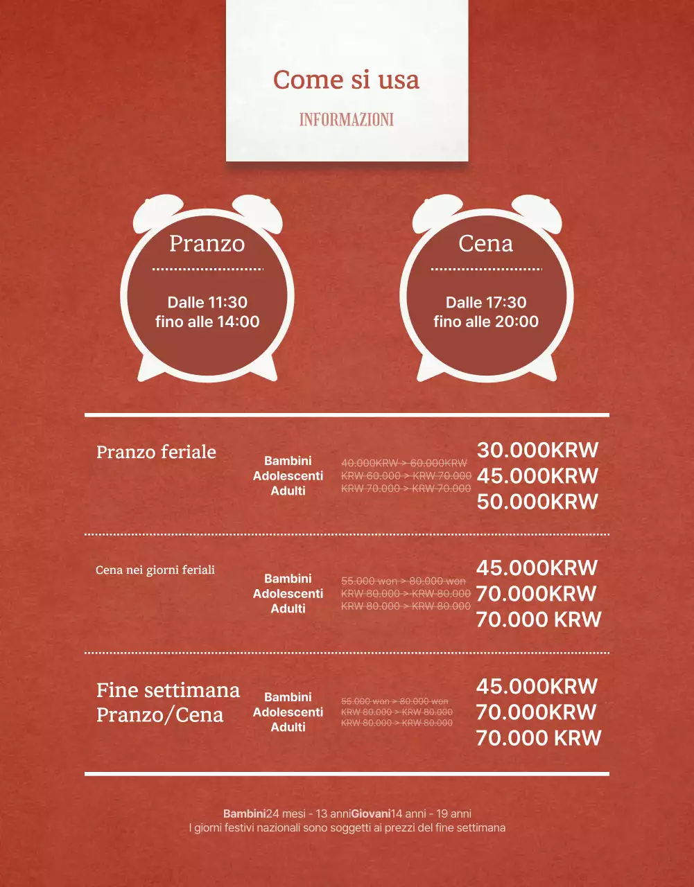 Buffet d'albergo classico in rosso e avorio post.
