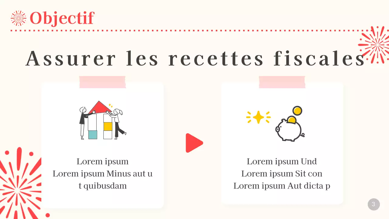 Planification d'un feu d'artifice beige et rouge