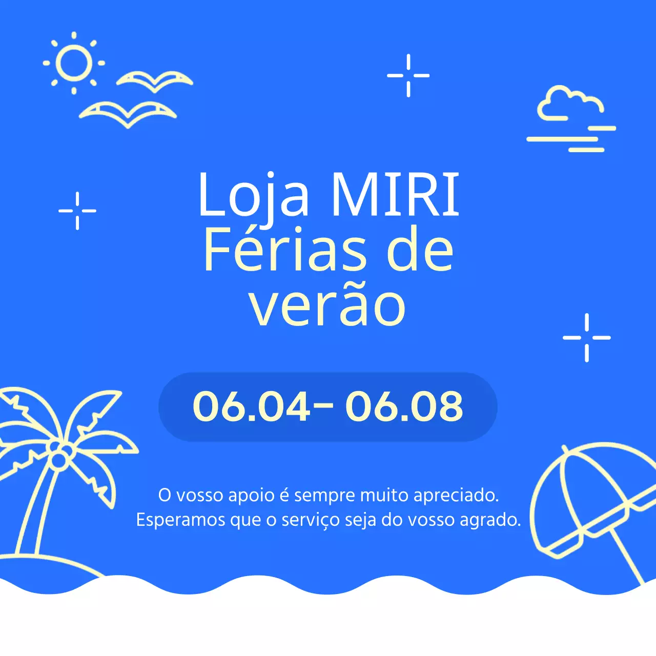 Um simples anúncio de férias de verão em amarelo e azul