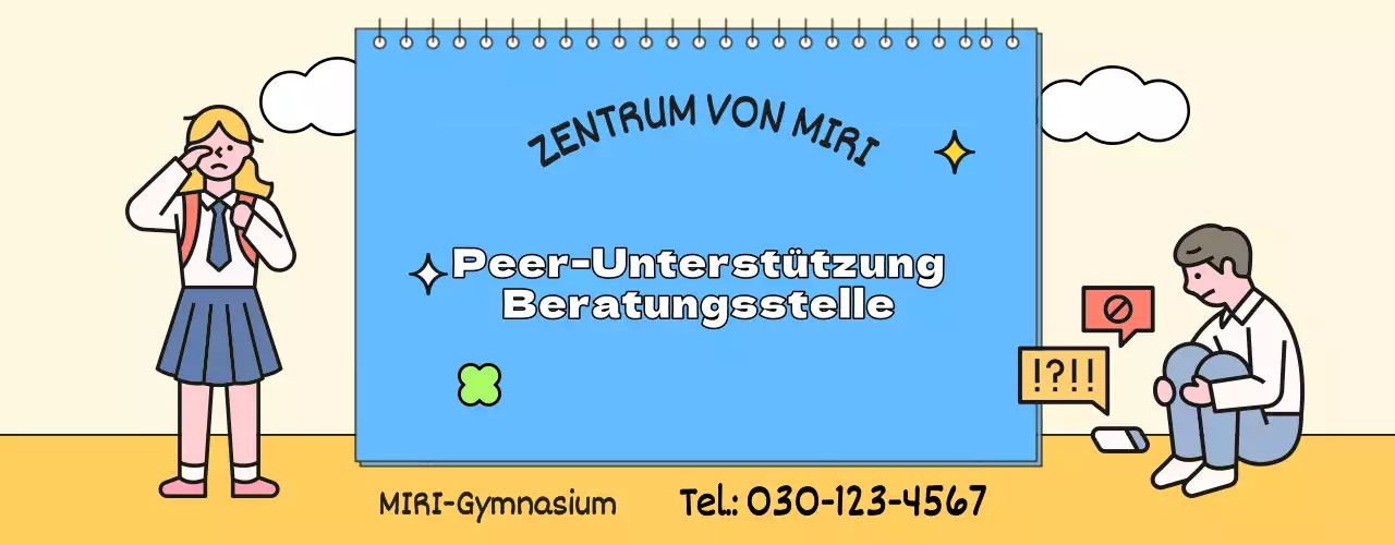 Für die Werbung von Beratungsstellen mit blauen und gelben Studentenbildern