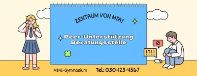 Für die Werbung von Beratungsstellen mit blauen und gelben Studentenbildern
