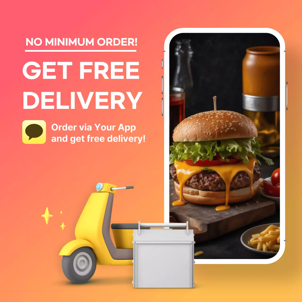 Orange Trendy Food Promotion Social Media Post