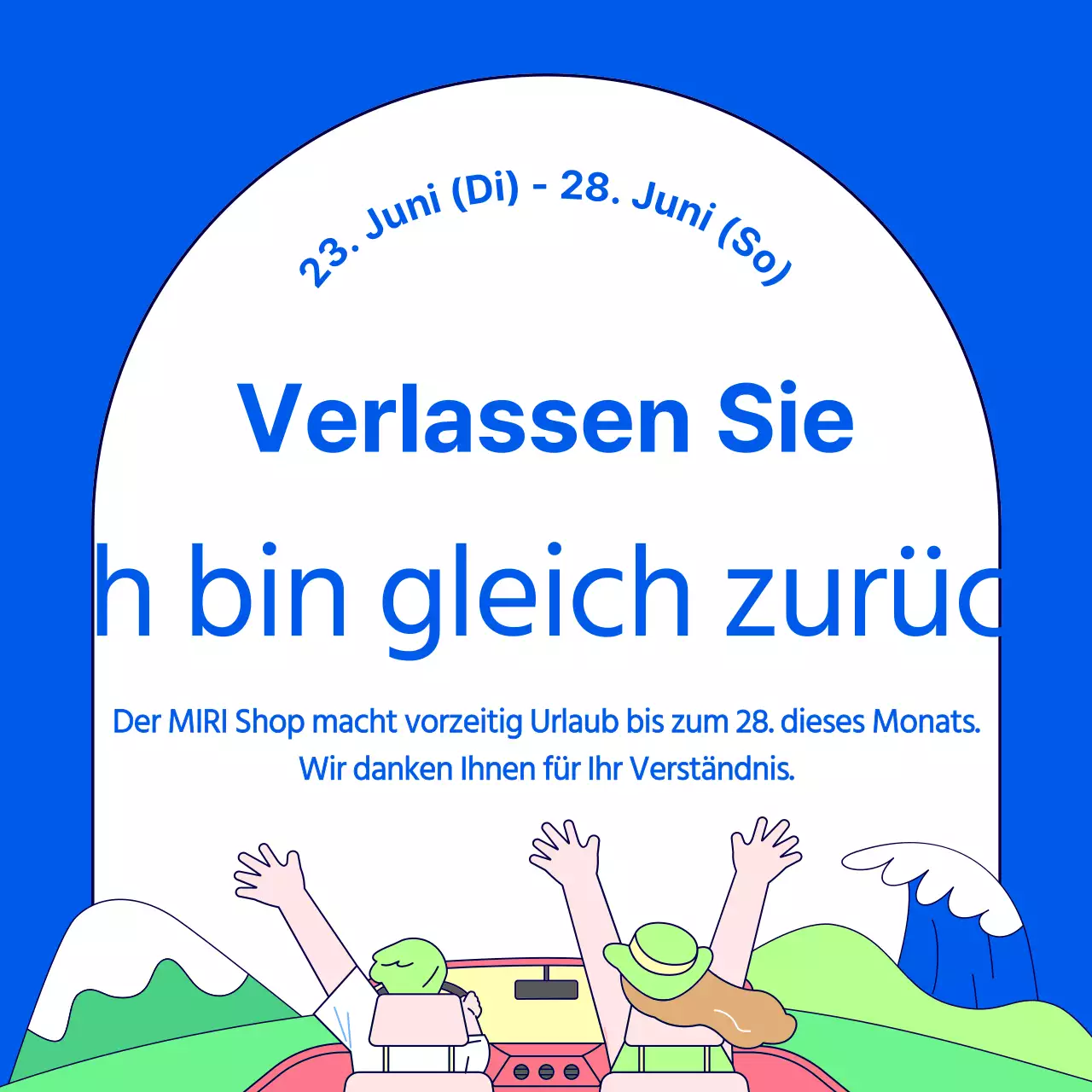 Kitschige Sommerferien-Ankündigungen in Blau und Grün