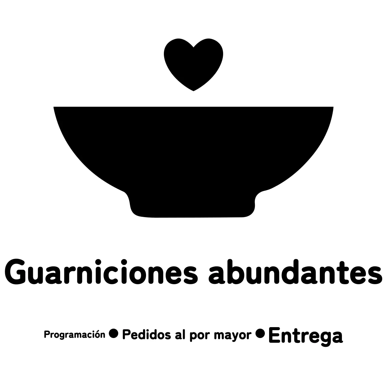 Diseño sencillo con iconos de un cuenco y un corazón