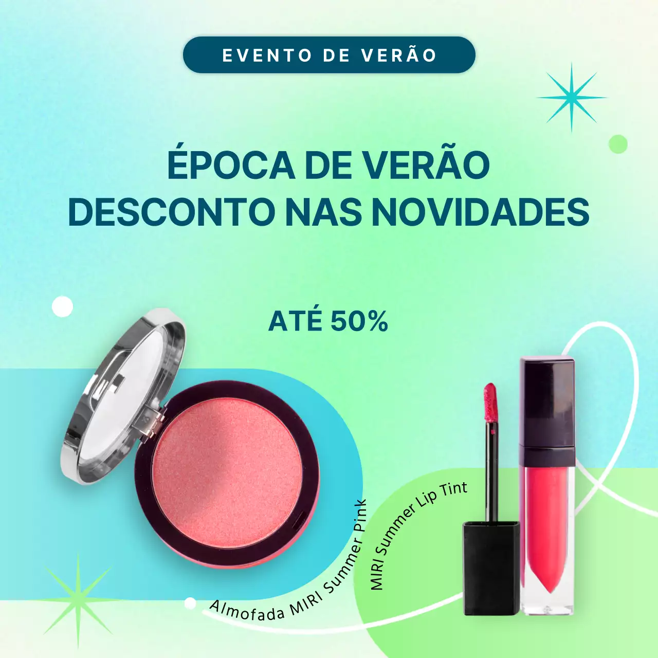 Promover descontos nas novidades de verão em chartreuse e azul claro, na moda