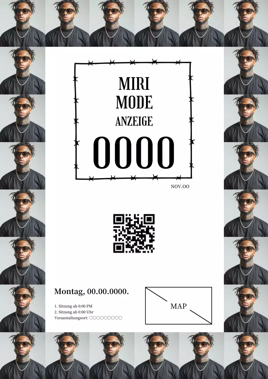 Moderne und schlichte Laufstegwerbung in Grau und Schwarz