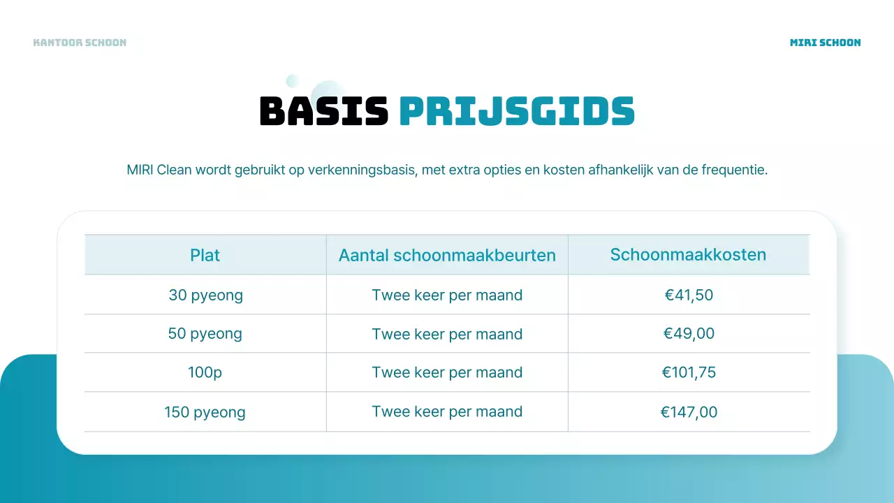 Een lichtblauwe, moderne verticale prospectus voor schoonmaakdiensten op kantoor