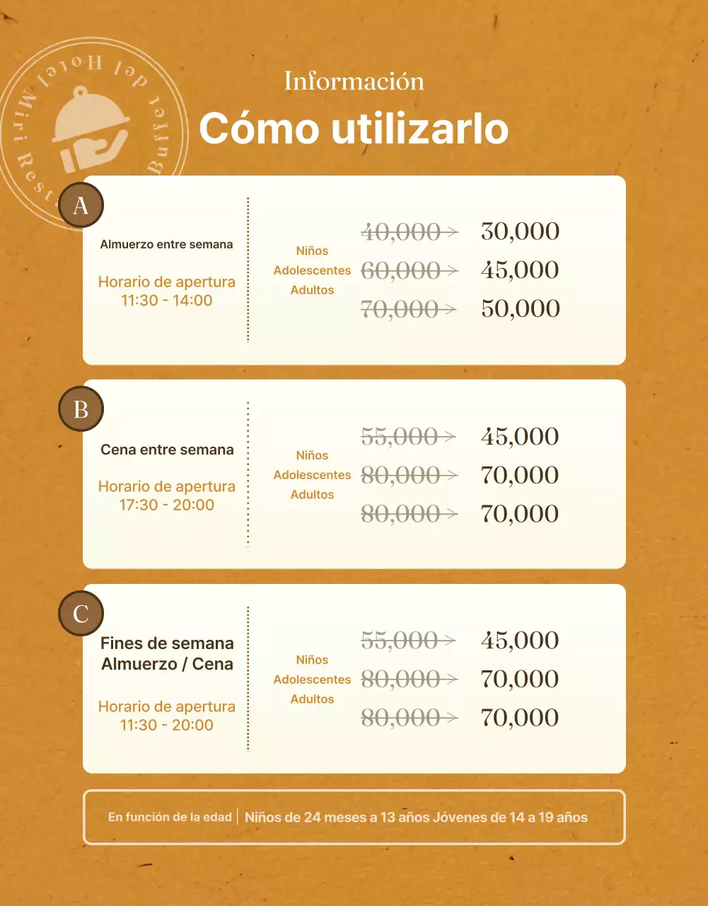 Un lujoso buffet de hotel en naranjas y marrones post