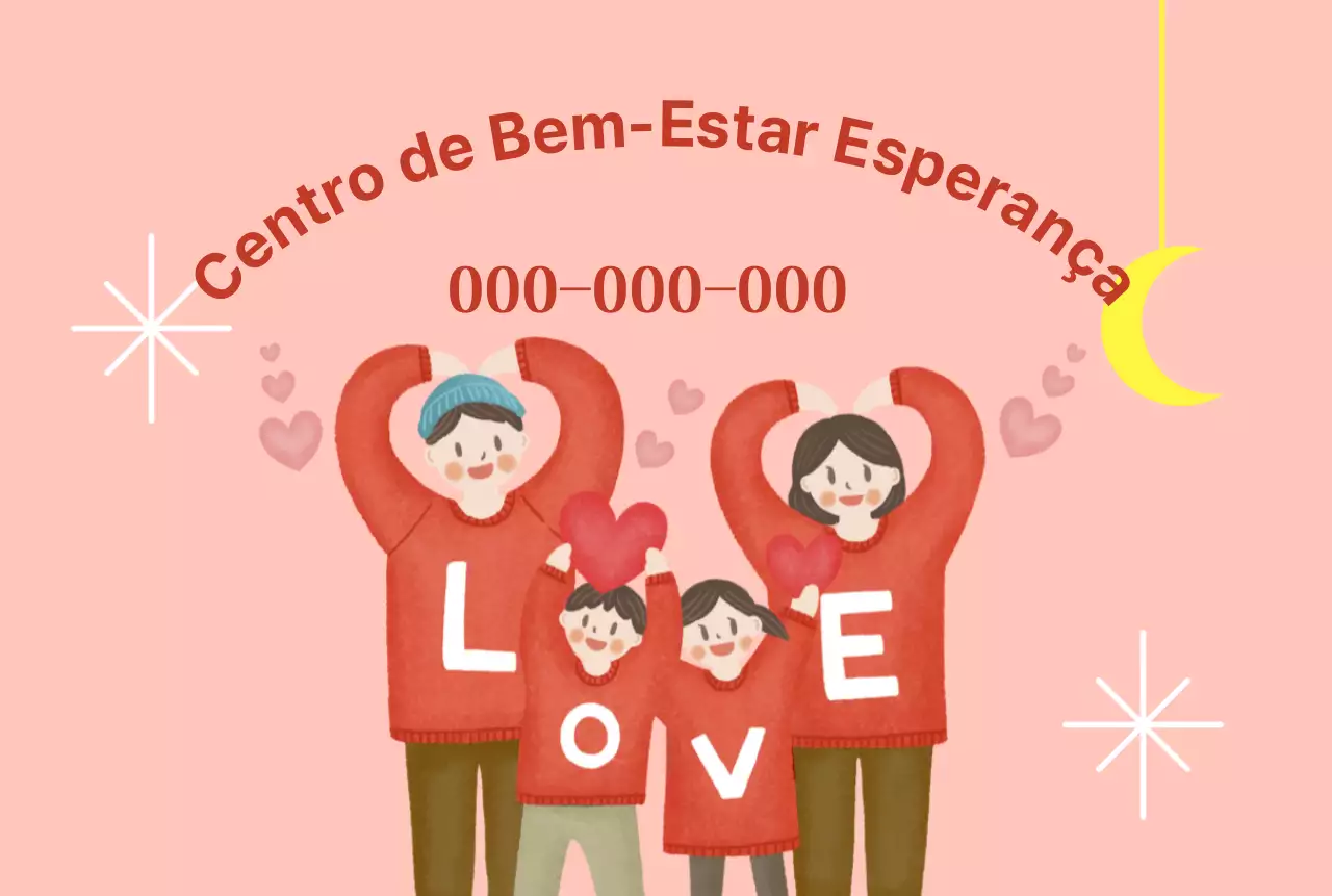 Centro de bem-estar acolhedor e luminoso com ilustrações familiares