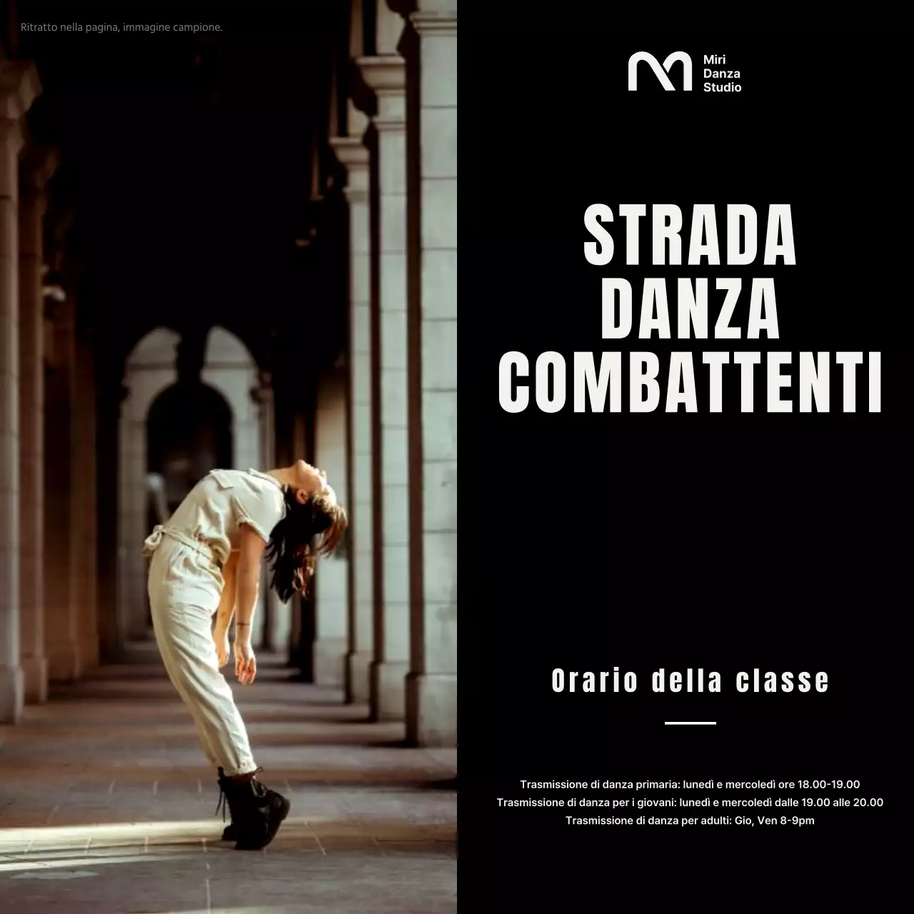 Promuovere lezioni di danza moderna in bianco e nero